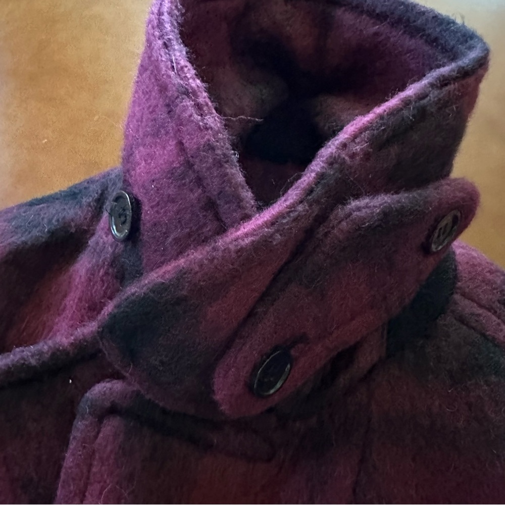 NWT COACH Plaid Wool/Alpaca Peacoat Jacket - Cranberry and Black🥳🥳❌❌ - Picture 9 of 11
